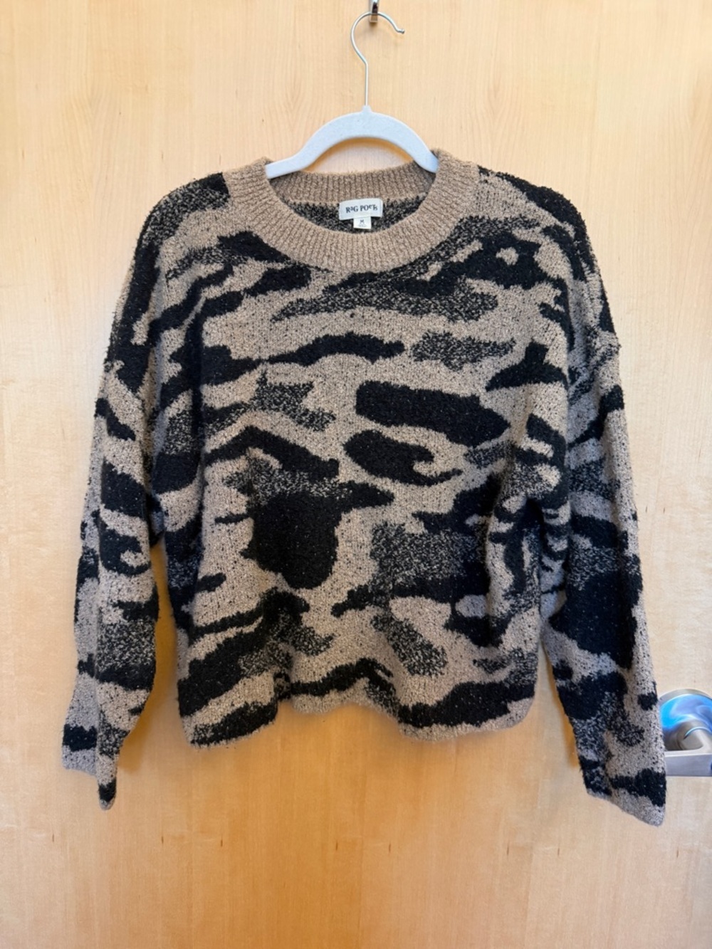 Rag Poets Camo Bulky Knit Crewneck Sweater Camo size Medium